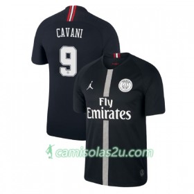 Camisolas de Futebol Paris Saint Germain Cavani 9 Jodan Preto Equipamento 3ª 2018/19 Manga Curta